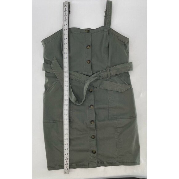 SO Juniors' Button Down Belted Constructed Dress Stretch Khaki Green Sz XXL Boho - Picture 8 of 11